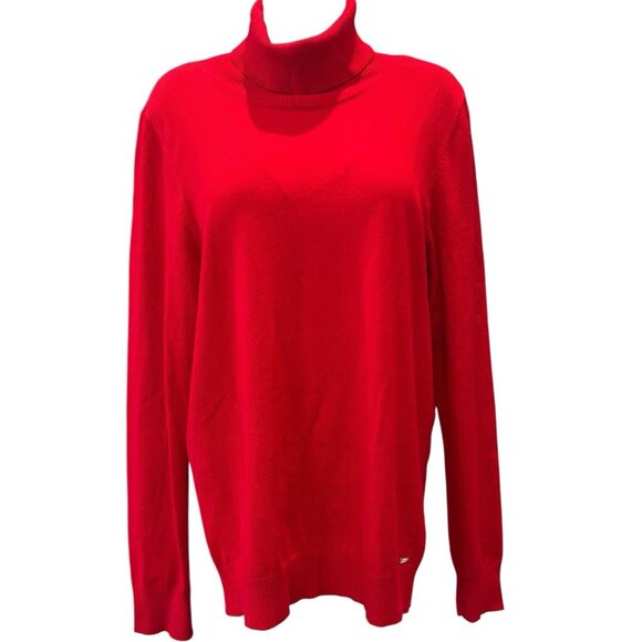 Calvin Klein Red‎ Turtleneck Sweater Lightweight Knit Women’s L - Picture 1 of 6